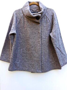 PAUL COSTELLOE London women's boiled wool jacket with funnel collar, gray (10)